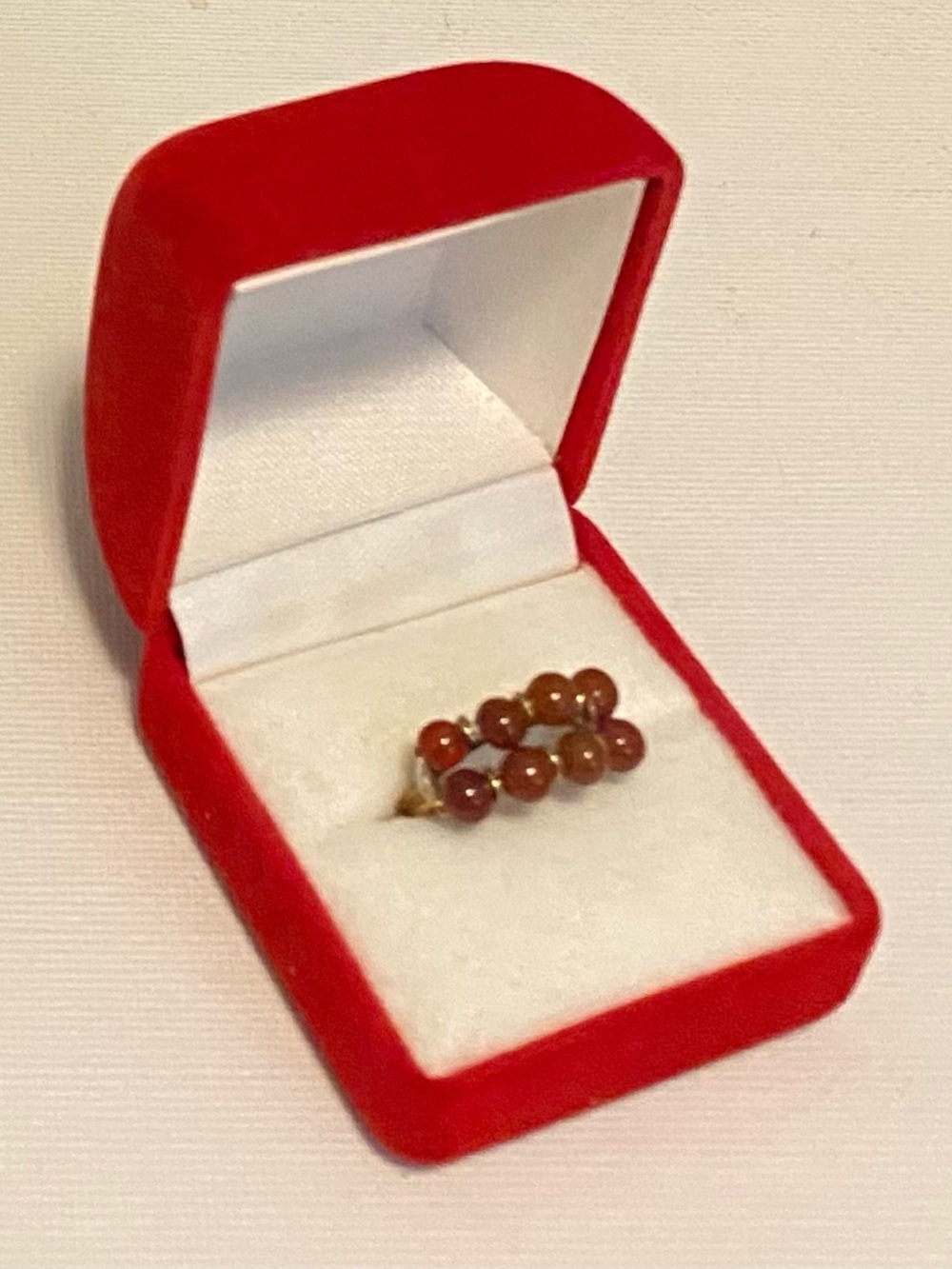 NEW Genuine Red Agate Cluster Ring Size 5.5